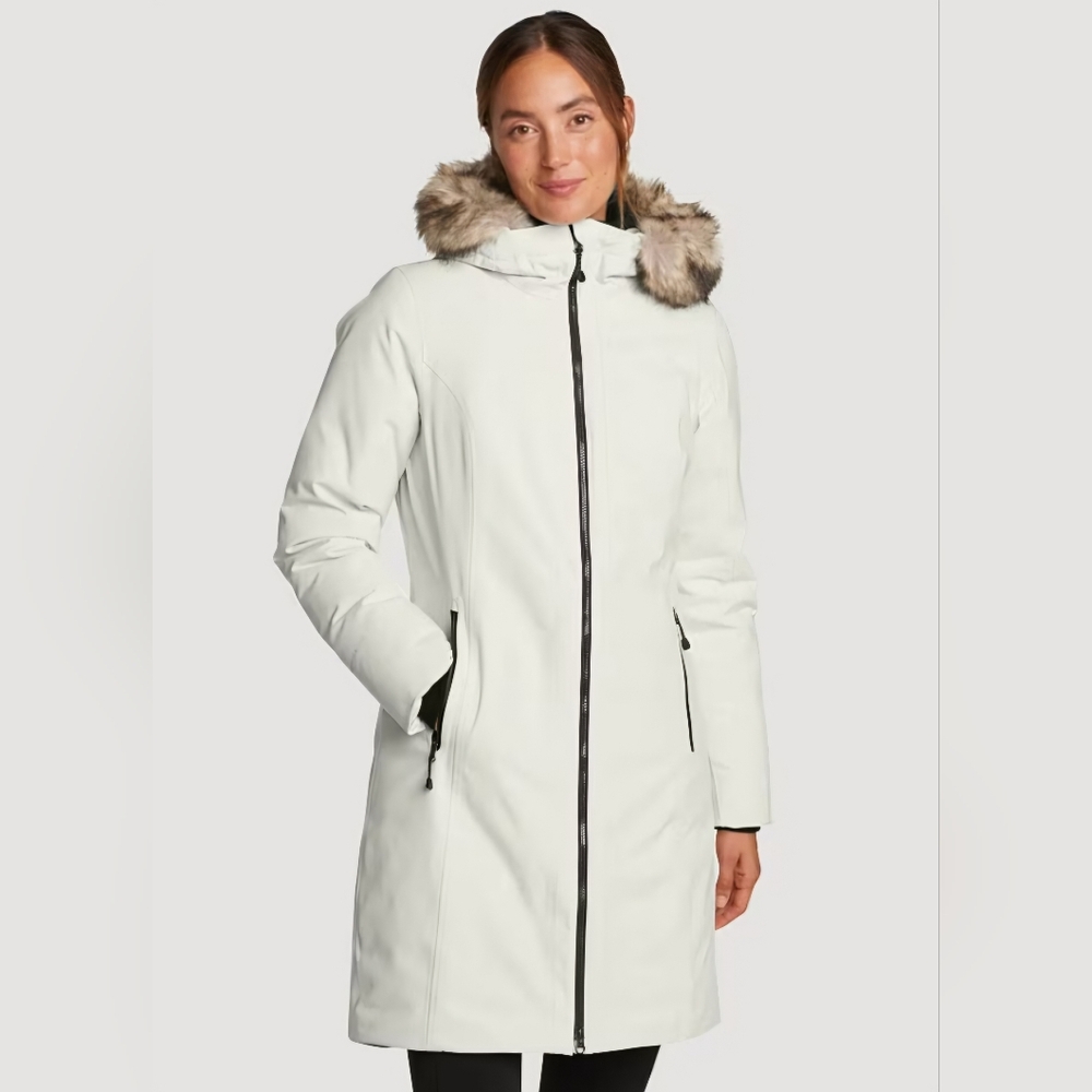 NEW! Eddie Bauer Cream Down Parka Coat Size L